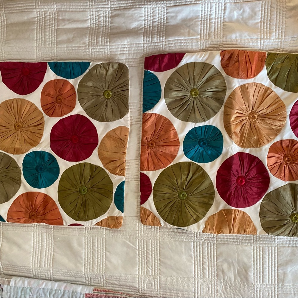 Colorful Circle Patterned Fabric pillow cases